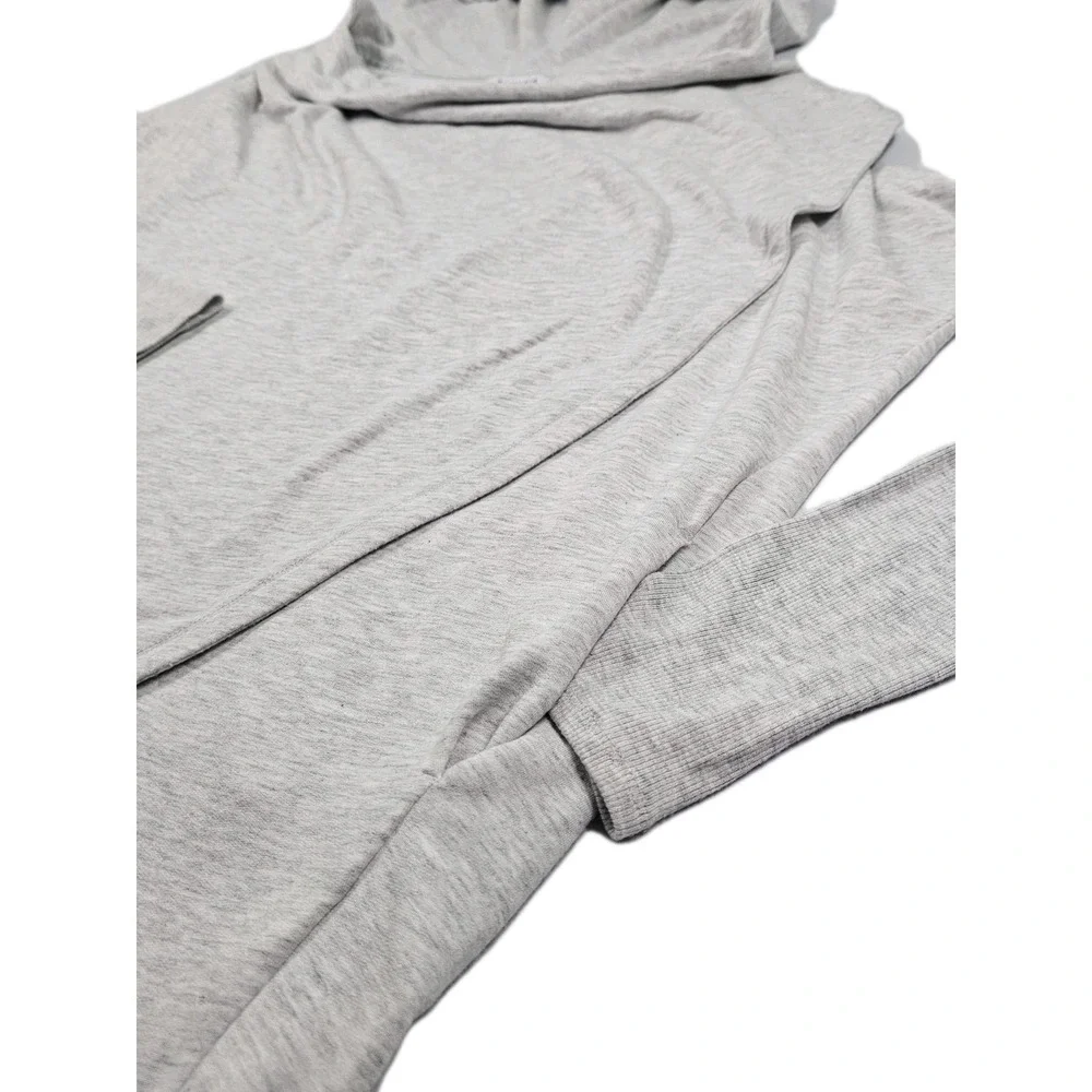 ATHLETA Purana Wrap Sweatshirt Med Hoodie Draped Pullover Modal Blend Light Gray